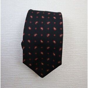EQUUS - MEN'S BLACK & RED PAISLEY PRINT 100% SILK TIE - NECK TIE